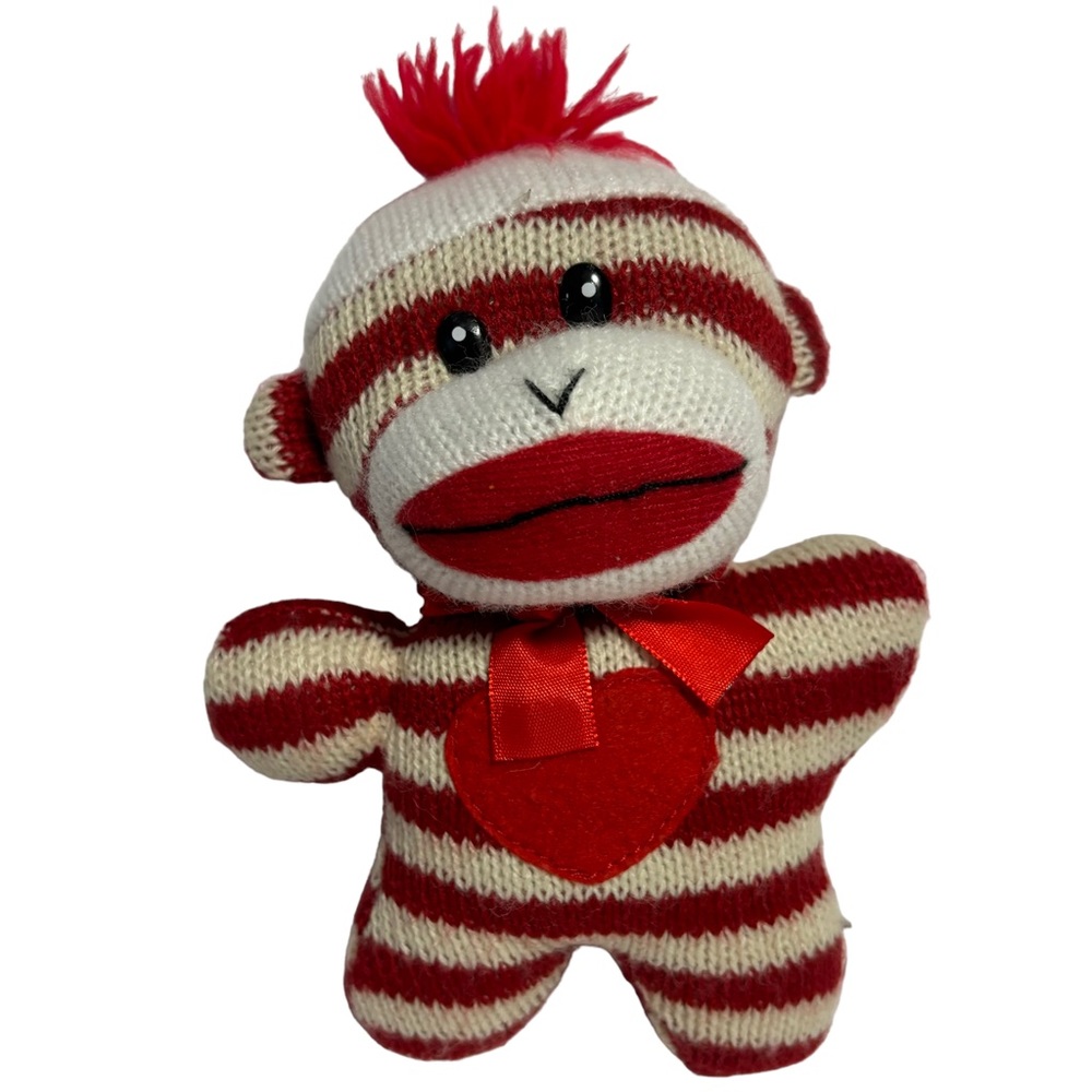 Galerie sock monkey red white plush 7” knit stuffed animal EUC